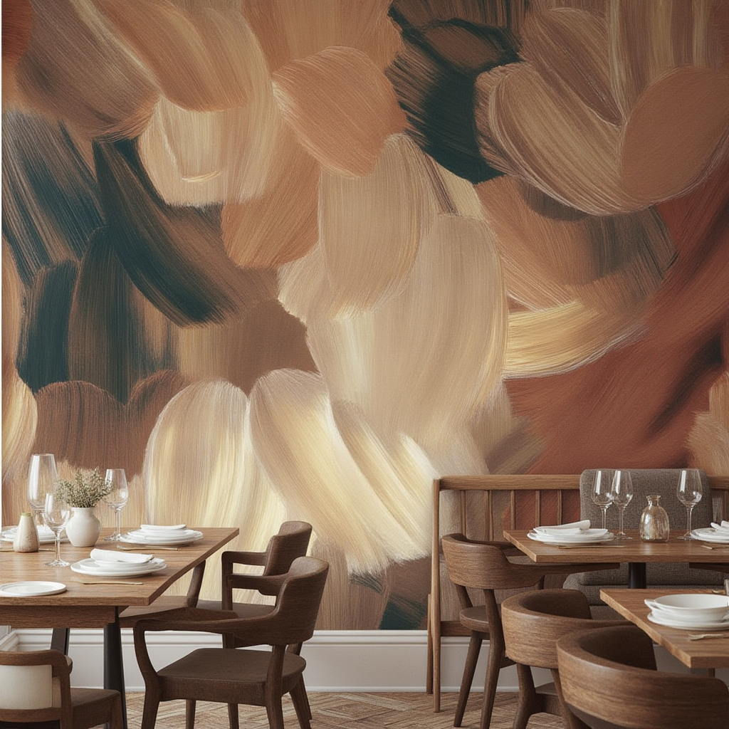 3D Wallpaper Amber Brushstrokes Harmony